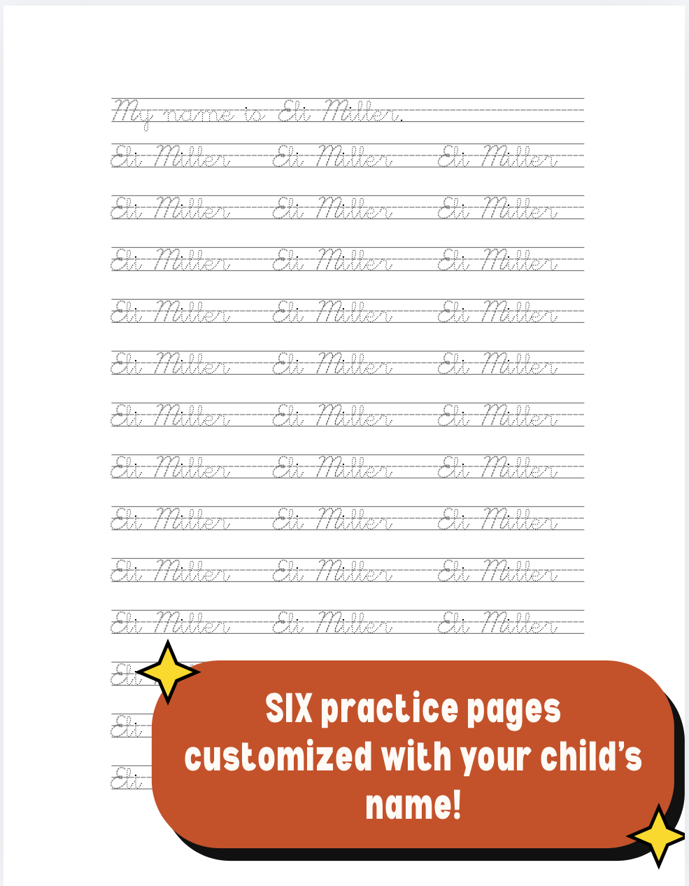 PERSONALIZED NAME Cursive Handwriting Practice Workbook