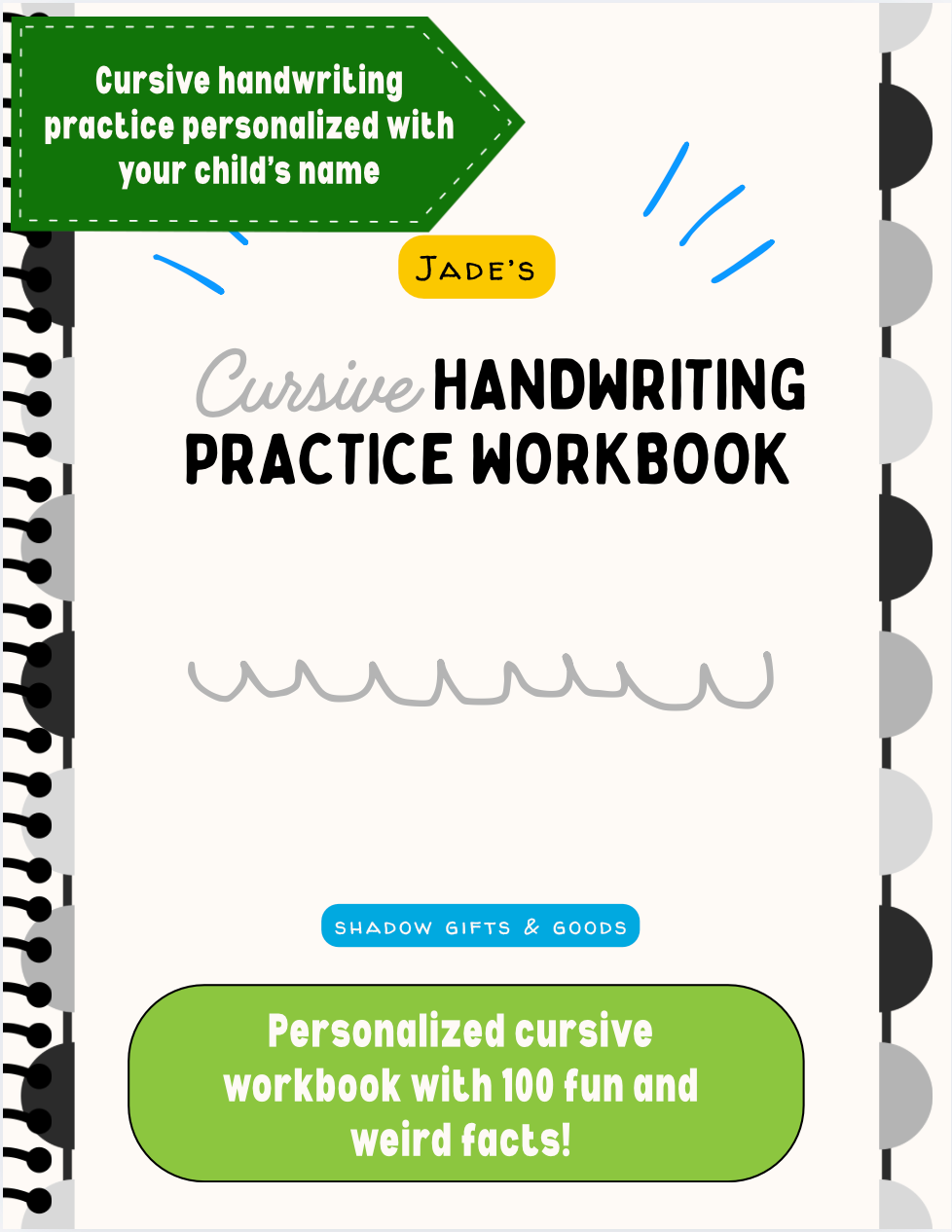 PERSONALIZED NAME Cursive Handwriting Practice Workbook